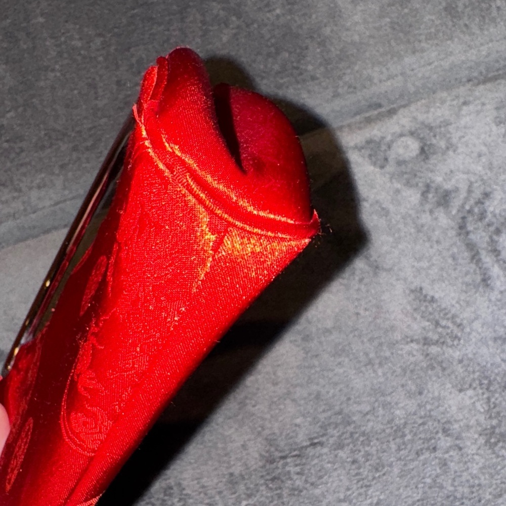 Elegant Red Asian Inspired Clutch with Silver Handle - Picture 11 of 16